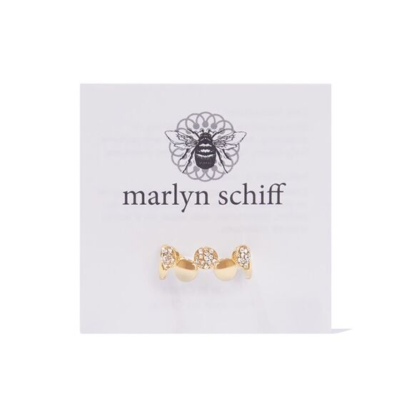 Marlyn Schiff Disc Pave Adjustable Ring - Gold Bling - Picture 2 of 8